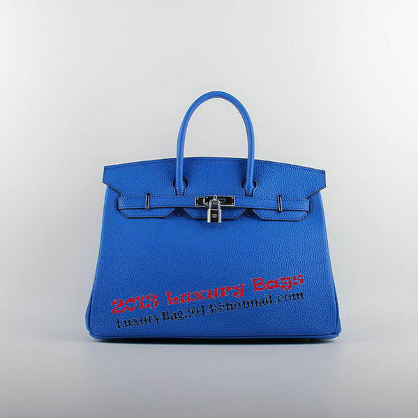 Hermes Birkin 35CM Tote Bags Blue Grainy Leather H-35 Silver Hermes Birkin 35CM Tote Bags Blue Grainy Leather H-35 Silver