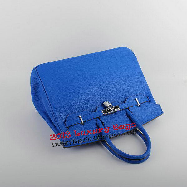 Hermes Birkin 35CM Tote Bags Blue Grainy Leather H-35 Silver Hermes Birkin 35CM Tote Bags Blue Grainy Leather H-35 Silver