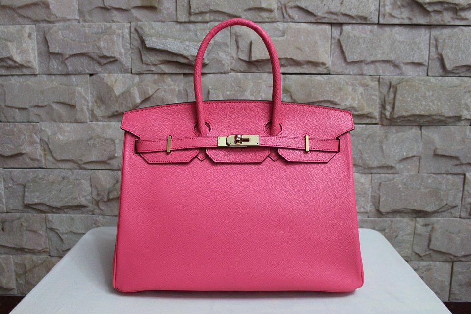 Hermes Birkin 35CM Tote Bag Rose Clemence Leather H6089 Gold/Silver Hermes Birkin 35CM Tote Bag Rose Clemence Leather H6089 Gold/Silver