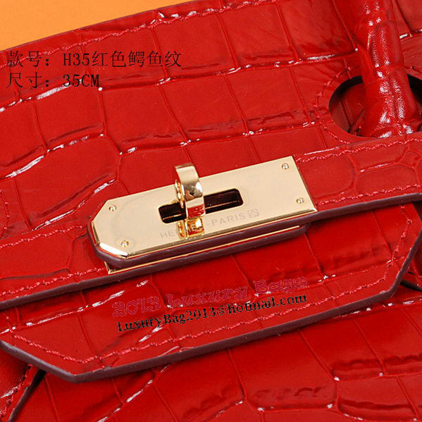 Hermes Birkin 35CM Tote Bag Shiny Croco Leather H35C Red Hermes Birkin 35CM Tote Bag Shiny Croco Leather H35C Red
