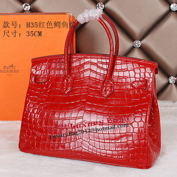 Hermes Birkin 35CM Tote Bag Shiny Croco Leather H35C Red Hermes Birkin 35CM Tote Bag Shiny Croco Leather H35C Red