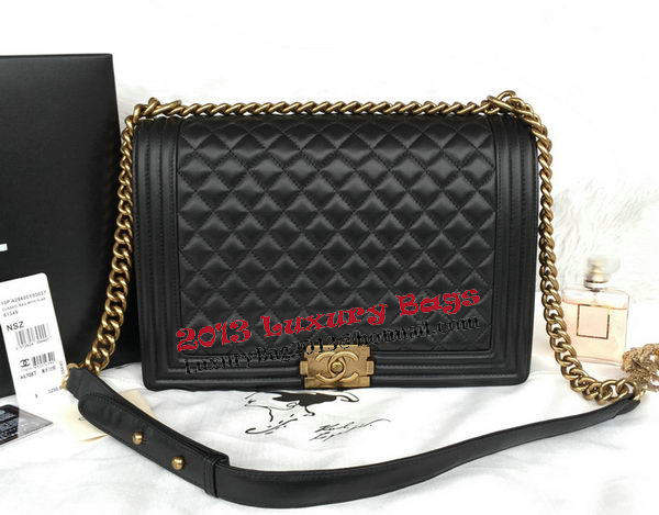 Chanel Boy Flap Shoulder Bag Original Black Sheepskin Leather A67087 Gold Chanel Boy Flap Shoulder Bag Original Black Sheepskin Leather A67087 Gold