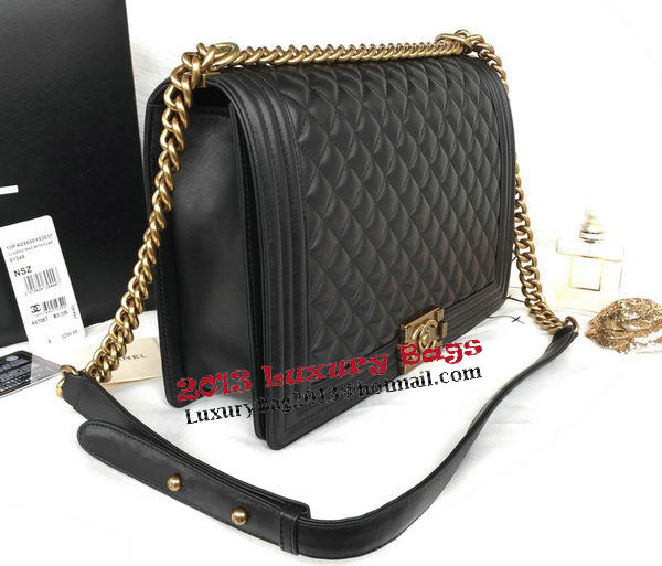 Chanel Boy Flap Shoulder Bag Original Black Sheepskin Leather A67087 Gold Chanel Boy Flap Shoulder Bag Original Black Sheepskin Leather A67087 Gold