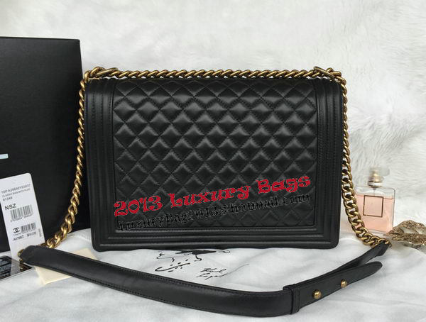 Chanel Boy Flap Shoulder Bag Original Black Sheepskin Leather A67087 Gold Chanel Boy Flap Shoulder Bag Original Black Sheepskin Leather A67087 Gold