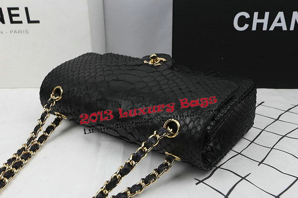 Chanel 2.55 Series Flap Bags Original Snake Leather A1112 Black Chanel 2.55 Series Flap Bags Original Snake Leather A1112 Black