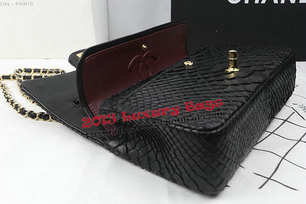Chanel 2.55 Series Flap Bags Original Snake Leather A1112 Black Chanel 2.55 Series Flap Bags Original Snake Leather A1112 Black