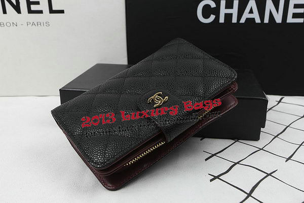 Chanel Matelasse Bi-Fold Wallet Black Original Cannage Pattern A48667 Gold Chanel Matelasse Bi-Fold Wallet Black Original Cannage Pattern A48667 Gold