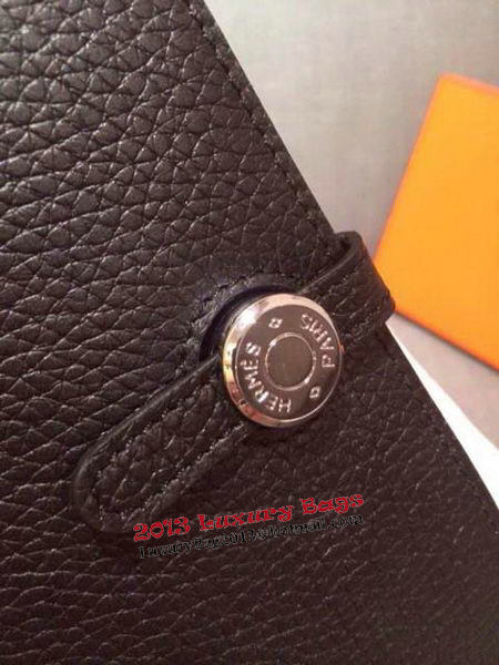 Hermes Compact Passport Holder Original Leather Black Hermes Compact Passport Holder Original Leather Black