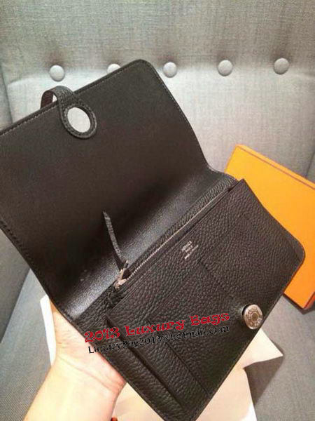 Hermes Compact Passport Holder Original Leather Black Hermes Compact Passport Holder Original Leather Black