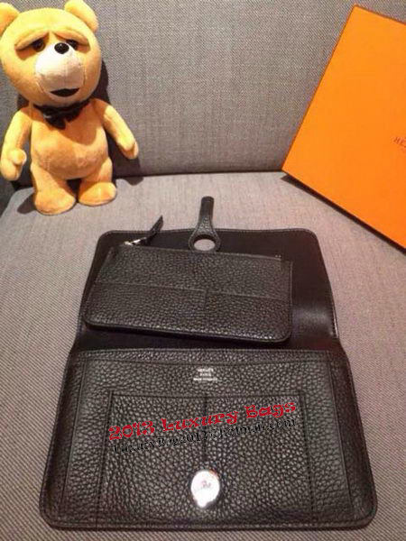 Hermes Compact Passport Holder Original Leather Black Hermes Compact Passport Holder Original Leather Black