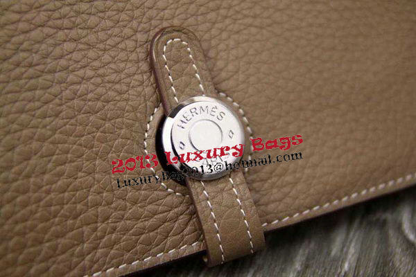 Hermes Compact Passport Holder Original Leather Wallet Grey