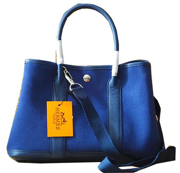Hermes Garden Party 30cm Tote Bags Original Leather Blue