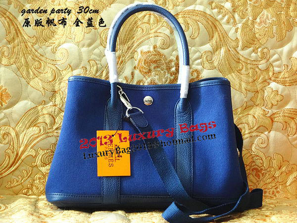Hermes Garden Party 30cm Tote Bags Original Leather Blue Hermes Garden Party 30cm Tote Bags Original Leather Blue