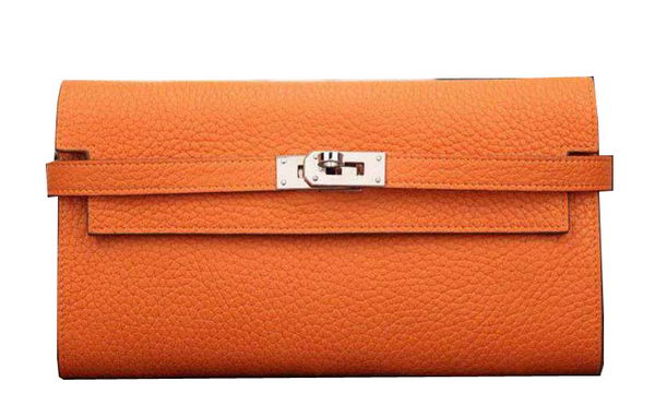 Hermes Kelly Wallet Togo Leather Bi-Fold Purse HA708W Orange