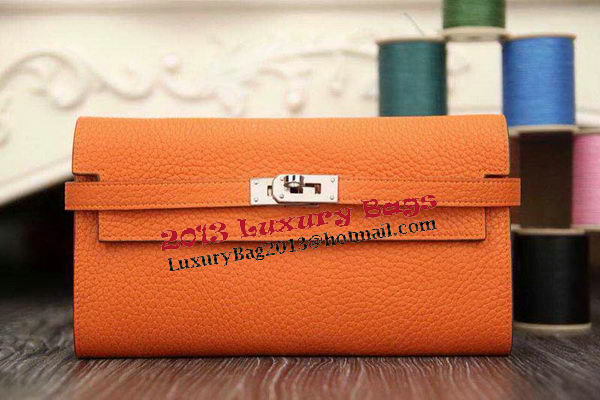 Hermes Kelly Wallet Togo Leather Bi-Fold Purse HA708W Orange Hermes Kelly Wallet Togo Leather Bi-Fold Purse HA708W Orange