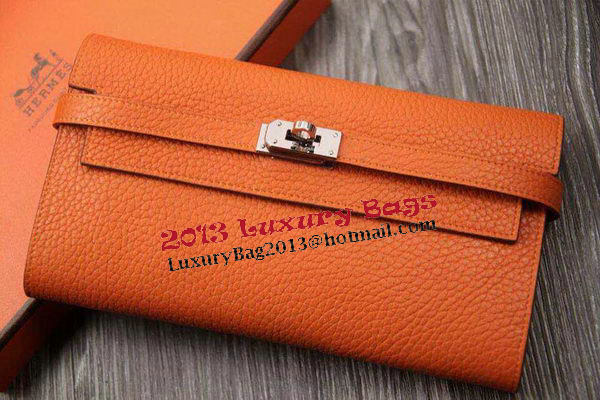 Hermes Kelly Wallet Togo Leather Bi-Fold Purse HA708W Orange Hermes Kelly Wallet Togo Leather Bi-Fold Purse HA708W Orange