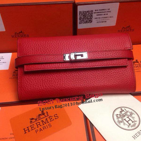 Hermes Kelly Wallet Togo Leather Bi-Fold Purse HA708W Red Hermes Kelly Wallet Togo Leather Bi-Fold Purse HA708W Red