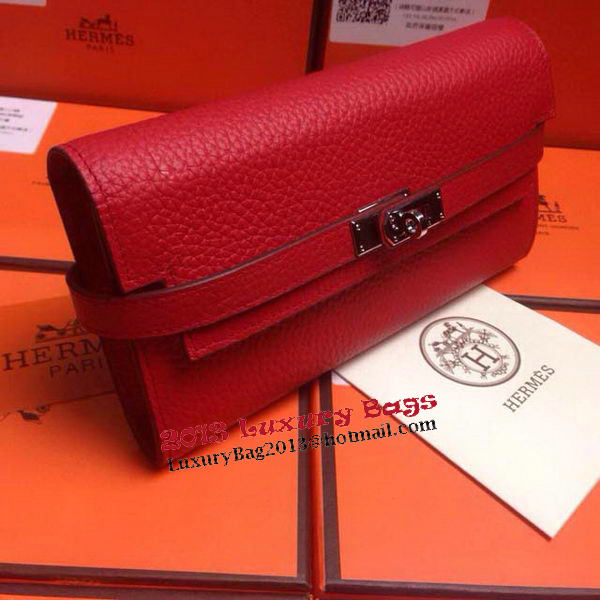 Hermes Kelly Wallet Togo Leather Bi-Fold Purse HA708W Red Hermes Kelly Wallet Togo Leather Bi-Fold Purse HA708W Red