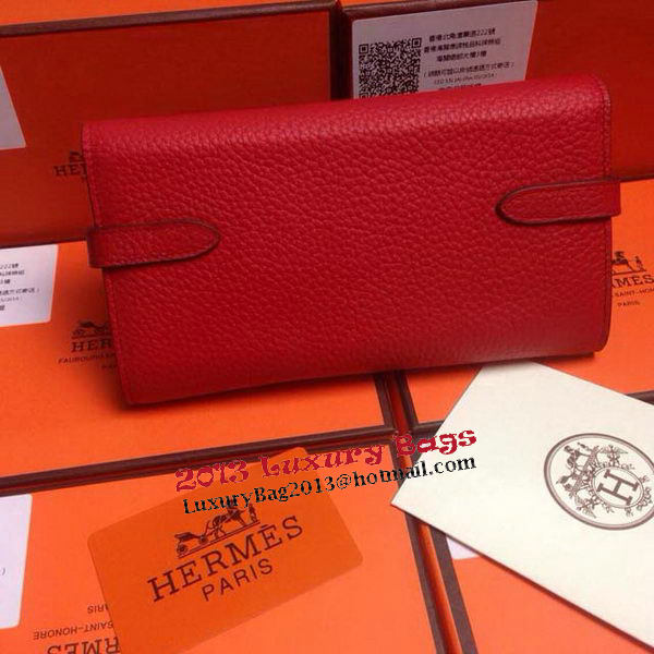 Hermes Kelly Wallet Togo Leather Bi-Fold Purse HA708W Red Hermes Kelly Wallet Togo Leather Bi-Fold Purse HA708W Red
