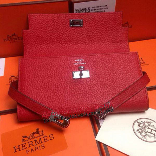 Hermes Kelly Wallet Togo Leather Bi-Fold Purse HA708W Red Hermes Kelly Wallet Togo Leather Bi-Fold Purse HA708W Red