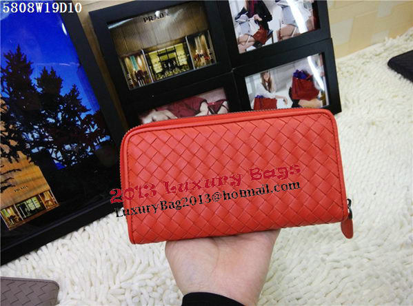 Bottega Veneta Intrecciato Nappa Zip Around Wallet BV5808 Orange Bottega Veneta Intrecciato Nappa Zip Around Wallet BV5808 Orange