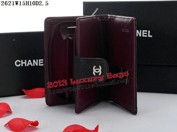 Chanel Matelasse Bi-Fold Wallet Cannage Pattern A2621 Black Chanel Matelasse Bi-Fold Wallet Cannage Pattern A2621 Black