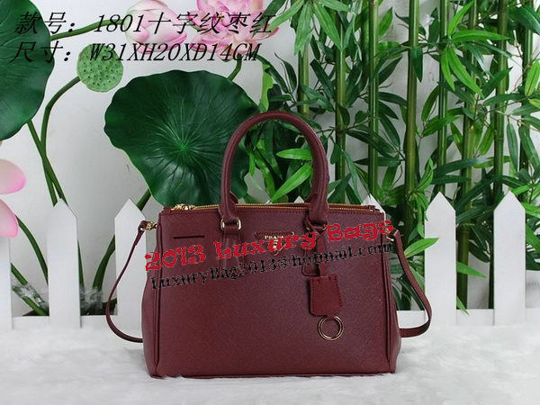 Prada Saffiano Leather Tote Bag PBN1801 Burgundy Prada Saffiano Leather Tote Bag PBN1801 Burgundy