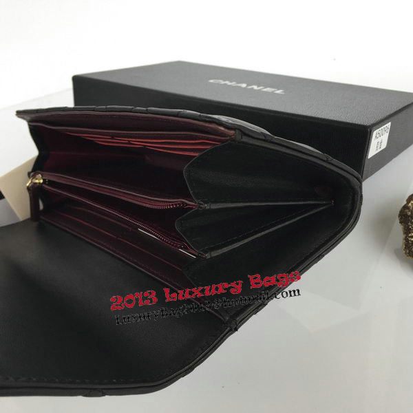 Chanel Matelasse Long Wallet Black Sheepskin Leather A50096 Gold Chanel Matelasse Long Wallet Black Sheepskin Leather A50096 Gold