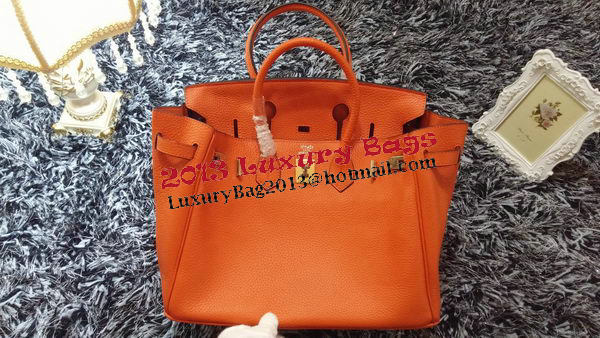 Hermes Birkin 35CM Tote Bag Litchi Leather HB35GL Orange Hermes Birkin 35CM Tote Bag Litchi Leather HB35GL Orange