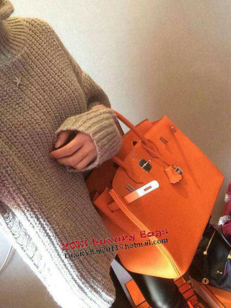 Hermes Birkin 35CM Tote Bag Litchi Leather HB35GL Orange Hermes Birkin 35CM Tote Bag Litchi Leather HB35GL Orange