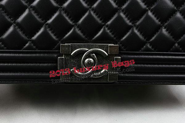 Boy Chanel Flap Bags Original Black Sheepskin Leather A67088 Silver Boy Chanel Flap Bags Original Black Sheepskin Leather A67088 Silver
