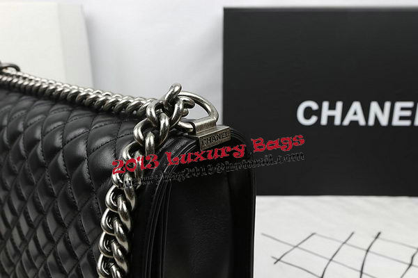 Boy Chanel Flap Bags Original Black Sheepskin Leather A67088 Silver Boy Chanel Flap Bags Original Black Sheepskin Leather A67088 Silver