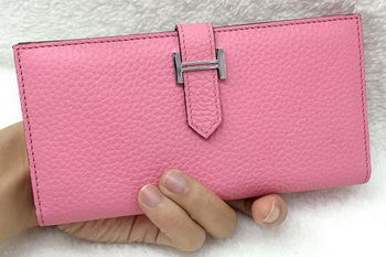 Hermes Bearn Japonaise Bi-Fold Wallet Litchi Leather A208 Pink Hermes Bearn Japonaise Bi-Fold Wallet Litchi Leather A208 Pink