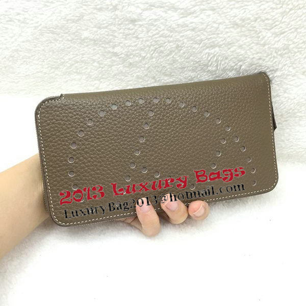 Hermes Evelyn Long Zip Wallet Litchi A808 Khaki Hermes Evelyn Long Zip Wallet Litchi A808 Khaki