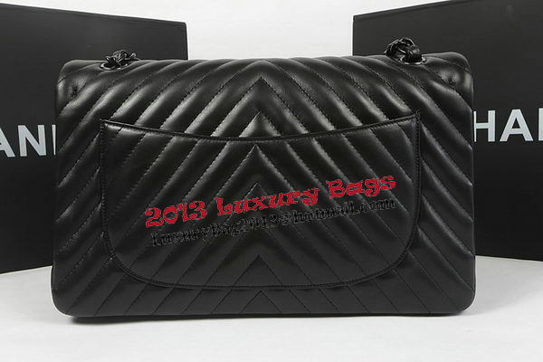 Chanel Classic Flap Bag Sheepskin Chevron Quilting A1113 Black Chanel Classic Flap Bag Sheepskin Chevron Quilting A1113 Black