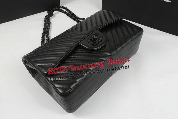 Chanel Classic Flap Bag Sheepskin Chevron Quilting A1113 Black Chanel Classic Flap Bag Sheepskin Chevron Quilting A1113 Black