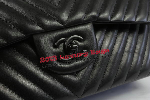 Chanel Classic Flap Bag Sheepskin Chevron Quilting A1113 Black Chanel Classic Flap Bag Sheepskin Chevron Quilting A1113 Black