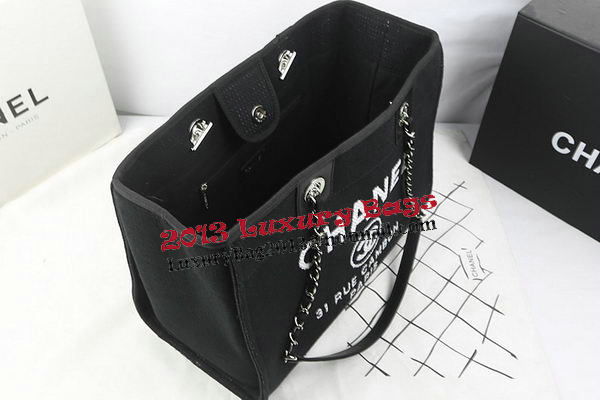 Chanel Medium Canvas Tote Shopping Bag A67001 Black Chanel Medium Canvas Tote Shopping Bag A67001 Black