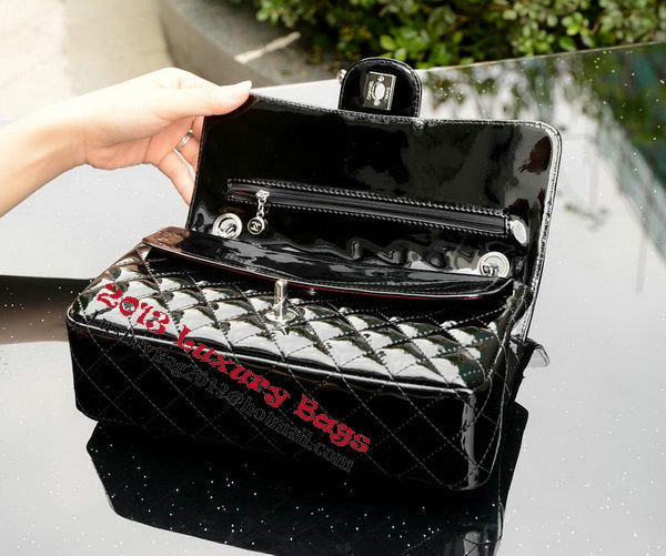Chanel 2.55 Series Flap Bag Black Patent Leather A1112 Silver Chanel 2.55 Series Flap Bag Black Patent Leather A1112 Silver