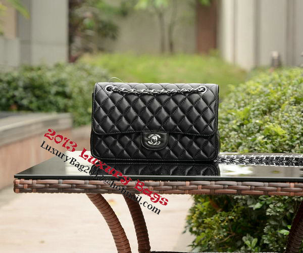 Chanel 2.55 Series Flap Bag Black Sheepskin Leather A1112 Silver Chanel 2.55 Series Flap Bag Black Sheepskin Leather A1112 Silver