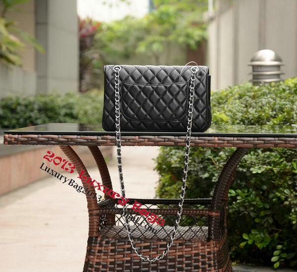 Chanel 2.55 Series Flap Bag Black Sheepskin Leather A1112 Silver Chanel 2.55 Series Flap Bag Black Sheepskin Leather A1112 Silver