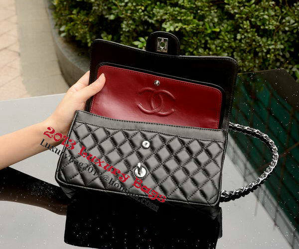 Chanel 2.55 Series Flap Bag Black Sheepskin Leather A1112 Silver Chanel 2.55 Series Flap Bag Black Sheepskin Leather A1112 Silver