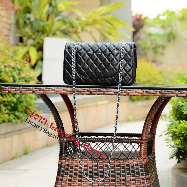 Chanel 2.55 Series Flap Bag Black Sheepskin Leather A37586 Silver Chanel 2.55 Series Flap Bag Black Sheepskin Leather A37586 Silver