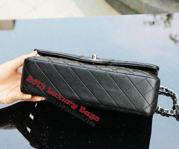 Chanel 2.55 Series Flap Bag Black Sheepskin Leather A37586 Silver Chanel 2.55 Series Flap Bag Black Sheepskin Leather A37586 Silver