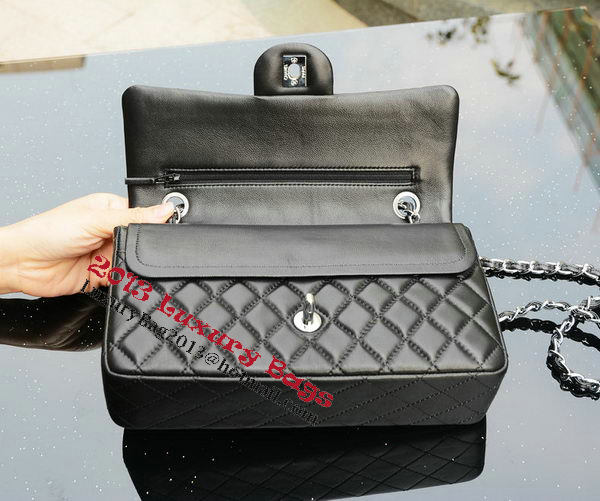 Chanel 2.55 Series Flap Bag Black Sheepskin Leather A37586 Silver Chanel 2.55 Series Flap Bag Black Sheepskin Leather A37586 Silver