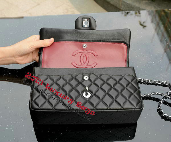 Chanel 2.55 Series Flap Bag Black Sheepskin Leather A37586 Silver Chanel 2.55 Series Flap Bag Black Sheepskin Leather A37586 Silver