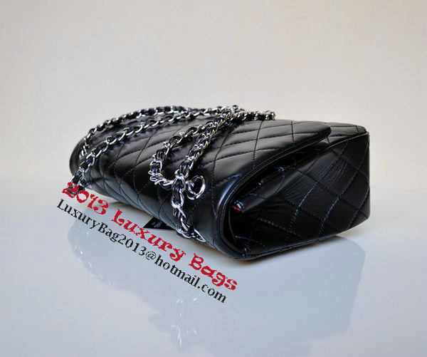 Chanel Jumbo Quilted Classic Black Sheepskin Flap Bag A58600 Silver Chanel Jumbo Quilted Classic Black Sheepskin Flap Bag A58600 Silver