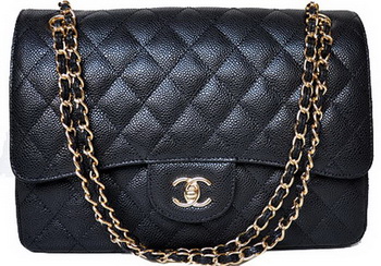 Chanel Jumbo Quilted Classic Flap Bag Black Cannage Patterns A58600 Gold Chanel Jumbo Quilted Classic Flap Bag Black Cannage Patterns A58600 Gold