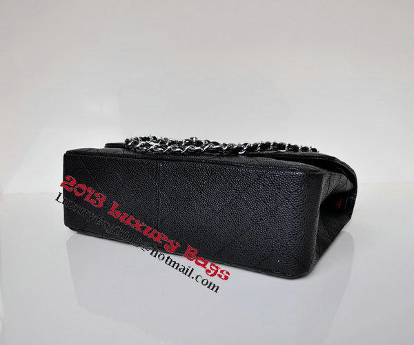 Chanel Jumbo Quilted Classic Flap Bag Black Cannage Patterns A58600 Silver