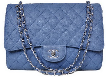 Chanel Jumbo Quilted Classic Flap Bag Blue Cannage Patterns A58600 Silver Chanel Jumbo Quilted Classic Flap Bag Blue Cannage Patterns A58600 Silver